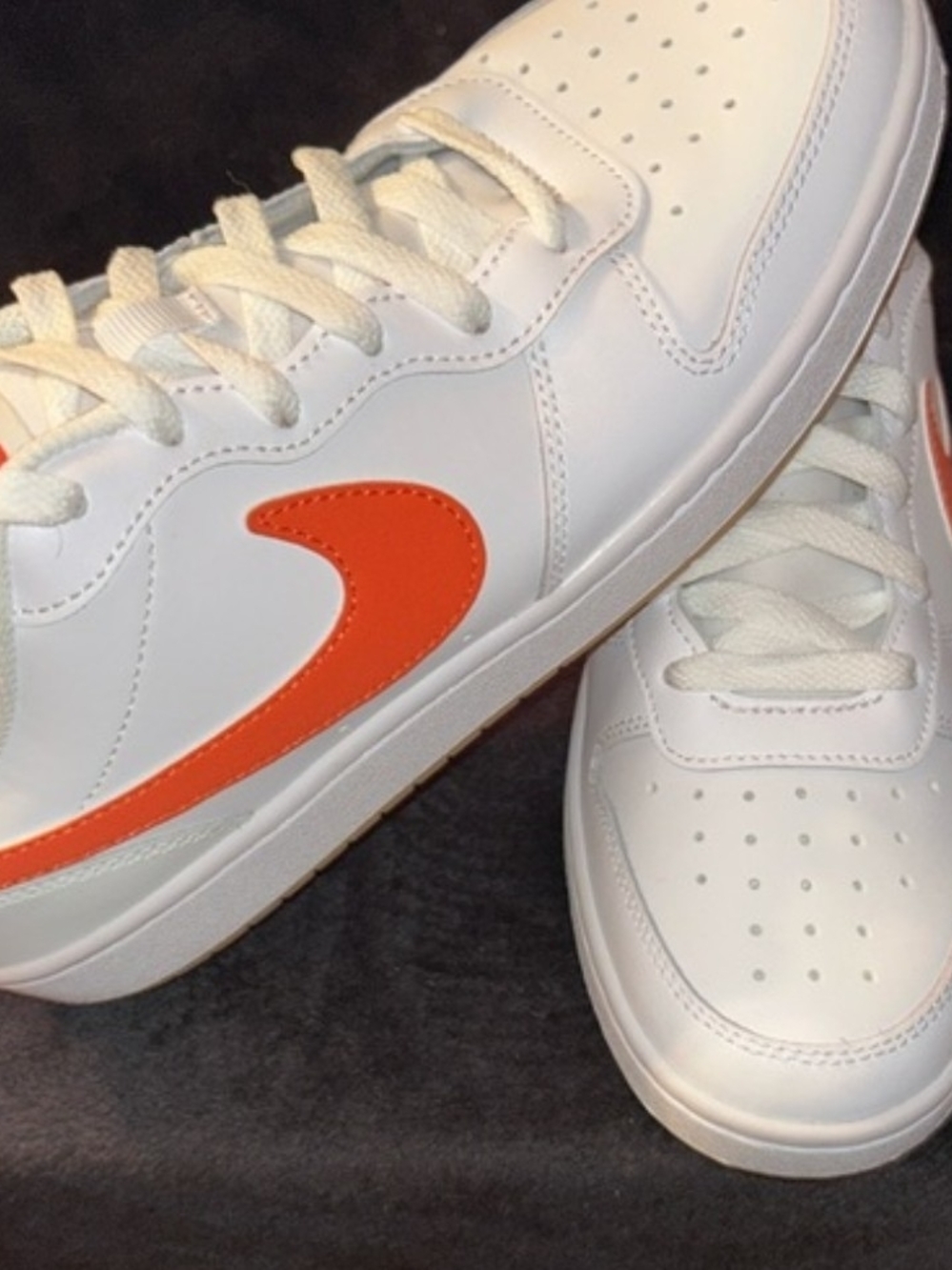 Nike Court Borough Low 2 White Orange Sneakers - Women's Size 8.5 / 7Y